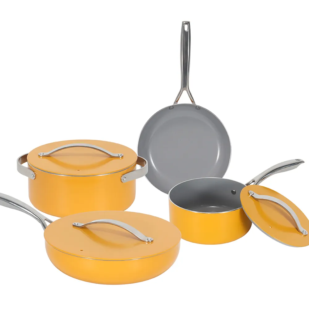 Groothandel Aluminium Deksel Fryingpan Saus Pan En Diepe Fryingpan Inductie Bodem Keramische Pannen Sets Retail Prijs