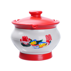 Creative Dual Shape <b>Ashtray</b> Red And Blue Plastic With Ceramic Lid For Home Office Use - Product Image 2