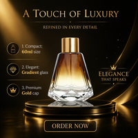 Bouteille diffuseur de parfum en verre à facettes de forme irrégulière de 60 ml, flacon vide de diffuseur d'aromathérapie sans flamme de qualité supérieure