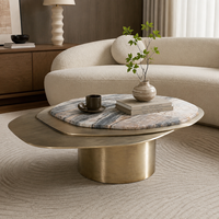 Table basse irrégulière en marbre naturel et acier inoxydable, style minimaliste italien, pour salon, appartement ou hôtel