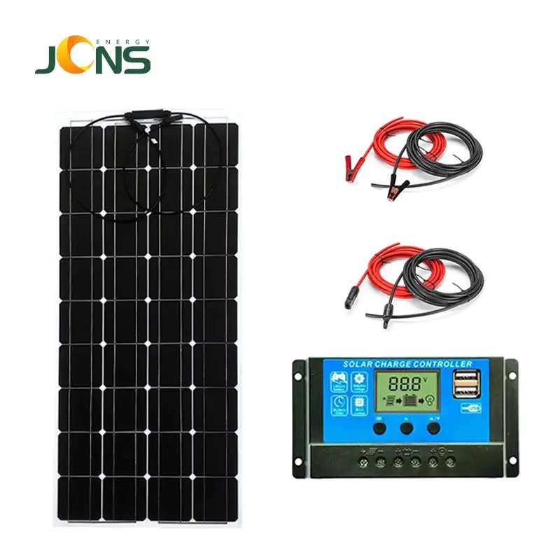 JCN Panel Surya Portabel Tahan Air Fleksibel ETFE Monocrystalline 18V 100W 200W Panel Surya Fleksibel untuk Kapal