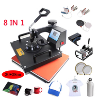 Máquina de prensa de calor digital 8 en 1 para sublimación de tazas, camisetas, zapatos, gorras y platos, impresora de transferencia multifunción.