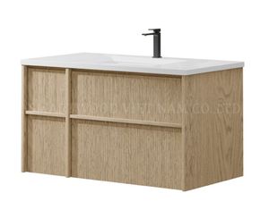 Tocador de baño montado moderno todo en uno con encimera de mármol - Product Image 2