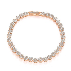 Pulsera romántica de tenis para mujer, chapado en oro de 18 quilates, moda, Zirconia cúbica, flor, cadena, enlace, ODM, pulsera de circón, joyería, diamante - Product Image 1