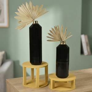 Florero de trompeta de Metal negro y dorado para mesa lateral, artículo decorativo moderno de latón Ak, para el hogar - Product Image 1