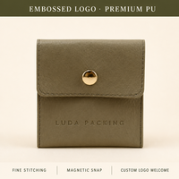 Pochette à bijoux en cuir PU avec logo personnalisé pour bagues boucles d'oreilles colliers sacs enveloppe bouton emballage textile avec inserts
