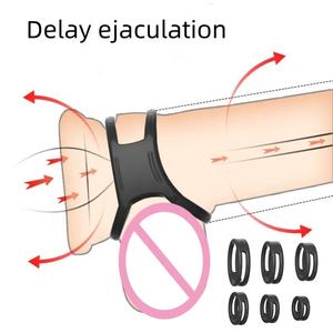 Silikon Doppel Penis Ring 3 mal Dick Locking Sexspielzeug für Männer Weiche Penis ringe mit Verzögerung szeit Feature - Product Image 4