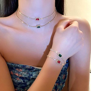 批发闪亮绿色水晶手链女水钻锆石魅力手腕女孩精致手链手镯 - Product Image 1
