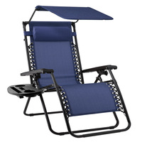 Chaises pliantes de camping, de jardin et de plage populaires, portables, de loisirs, à gravité zéro, avec auvent et porte-gobelet latéral