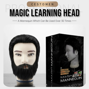 Tête d'entraînement de vente chaude avec cheveux synthétiques et barbe Barber Male Magic Mannequin Head Tête d'<span class=keywords><strong>apprentissage</strong></span> professionnelle pour styliste - Product Image 2