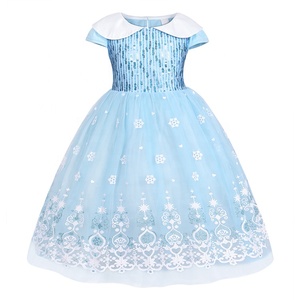 Costume di Halloween blu ragazze abito da principessa festa di compleanno <span class=keywords><strong>abbigliamento</strong></span> per bambini Elsa ruolo biancaneve ragazze costumi - Product Image 2