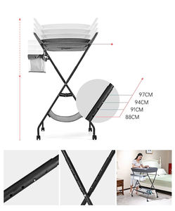 Lit d'enfant moderne portable en alliage d'aluminium, réglable en hauteur sur 3 niveaux, pliable, roues universelles, capacité 50 lb, couleur personnalisable, pour chambre et <span class=keywords><strong>parc</strong></span> - Product Image 5