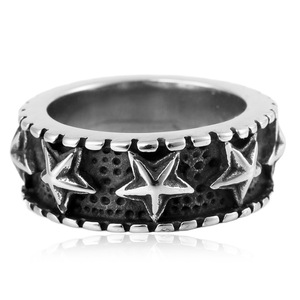 yunnique <b>Titanium</b> Steel Men's <b>Ring</b> Five Pointed Star Design Silver Color Gift Jewelry Geometric Pattern Fashion <b>Ring</b> - Product Image 3