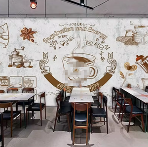 Retrò europeo muro di cemento caffetteria sfondo carta da parati parete <span class=keywords><strong>caffè</strong></span> - Product Image 3