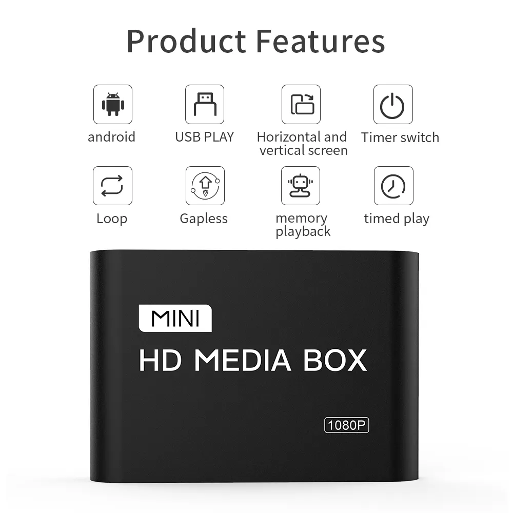 1080P HD Pemutar Media Mini Restoran Makanan Cepat Saji Layar Iklan Kotak Pemutar Media Papan Digital