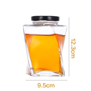 Pot à miel en verre <span class=keywords><strong>Newray</strong></span> au design unique, 360 ml, 500 g, forme en spirale, stockage alimentaire avec couvercles métalliques profonds - Product Image 3