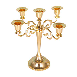 <span class=keywords><strong>Bougeoir</strong></span> rétro en métal plaqué bronze doré à 1 3 5 bras <span class=keywords><strong>pour</strong></span> la décoration de la maison ou les mariages, parfait comme chandelier ou accessoire - Product Image 1