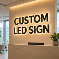 Letrero LED Retroiluminado para Interiores de Negocios, Letras 3D Personalizadas con Luces LED para Recepción, Letrero con Logotipo Retroiluminado LED para Pared