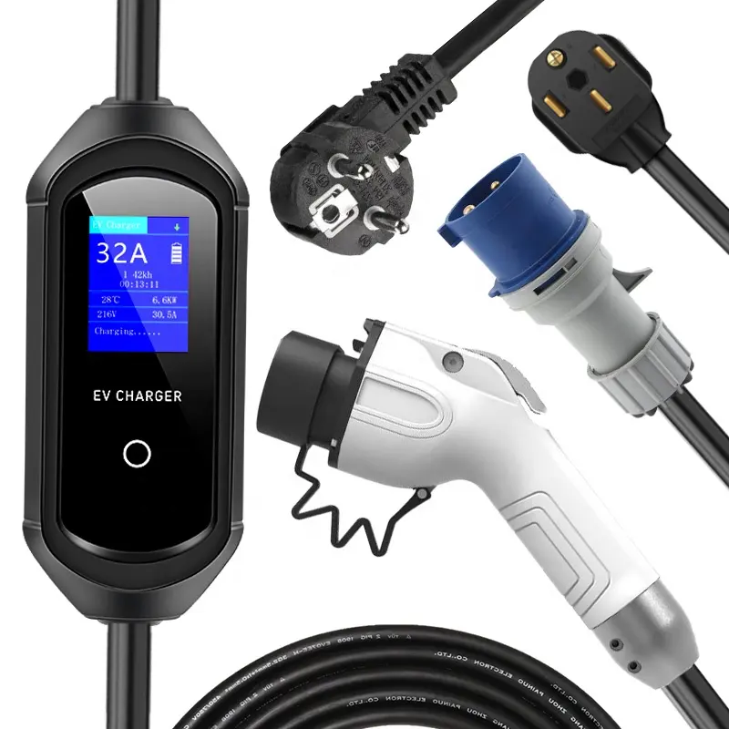 77KW GBT EV Charger 32A 7KW Portable EVSE Typ2 J1772 EV Car Charger for Polestar 2 Accessory MG 4 Accessories Volkswagencharger