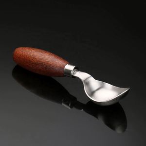 Cuillère à glace en acier inoxydable avec manche en bois de qualité supérieure, logo personnalisé, pour cadeaux promotionnels d'entreprise - Product Image 3
