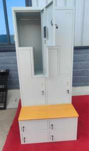 Casier métallique sur mesure en forme <span class=keywords><strong>de</strong></span> Z/L, armoire en acier à 4 portes avec banc et étagère pour vestiaire, bureau, <span class=keywords><strong>piscine</strong></span>, <span class=keywords><strong>salle</strong></span> <span class=keywords><strong>de</strong></span> <span class=keywords><strong>sport</strong></span>, dortoir - Product Image 3