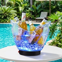Seau à glace LED rechargeable en plastique personnalisé avec logo pour fête, boîte de nuit, bar, refroidisseur de vin 4L