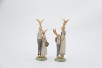 Figurines en résine du Lapin de Pâques, 2 pièces, décorations de printemps, centre de table, ornements de carottes et de fleurs, pour la maison et la ferme