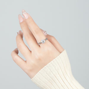 Moissanite <span class=keywords><strong>Diamond</strong></span> CZ 925 Sterling Silver Ring Wedding fidanzamento nuziale anello regolabile per le donne - Product Image 6