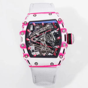 Reloj Automático de Lujo para Hombre, Caja con Degradado Blanco y Rosa, Movimiento Mecánico, Correa de Nailon Estilo RM, Reloj Deportivo - Product Image 1