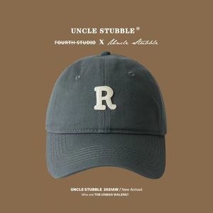 Unisex Baseball Cap Cotton Embroidered R Logo Solid Color Casual Duckbill Hat <b>Sunscreen</b> Breathable Warm Windproof Sunshade - Product Image 4