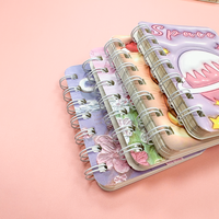 Carnet de notes A7 en bambou à spirale, imprimé UV, 80 feuilles, motif dessin animé inspirant, cadeau mignon pour enfants, idéal pour l'école primaire