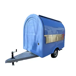 蓝色圆形食品拖车关闭加拿大标准移动食品大篷车餐饮拖车
