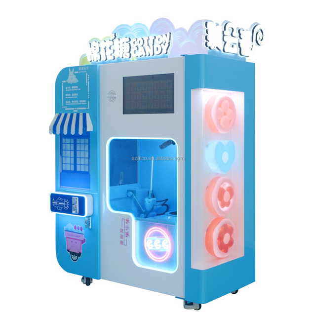 100% Automatic Magic Cotton Candy Vending Machine Bank Card Spun Sugar Marshmallow Vending Machine 32 Style Cotton Flower