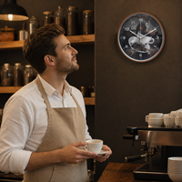 Jam Dinding Ruang Tamu Kontemporer Cetakan Cangkir Kopi dan Biji Kopi Dial Senyap Jarum Tahan Air Dioperasikan dengan Baterai Angka Besar