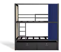 Lit superposé moderne en métal avec échelle en bois pour hôtels, écoles ou appartements, vente chaude de meubles de chambre à coucher