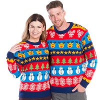 Pull jacquard tricoté sur mesure, pull de Noël moche assorti, pull de Noël vert en acrylique pour femme, pour couple