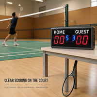 Tableau de score de badminton portable, tableau de score numérique LED portable pour salle de sport intérieure et jeux en club