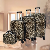 Bagage à roulettes unisexe sexy motif léopard avec fermeture à glissière rotative à 360 degrés ABS + PC