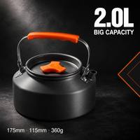 Hervidor de Camping de Aluminio Anodizado de 2.0L con Revestimiento Cerámico, 0.36kg, Tapa con Boquilla, Venta al por Mayor OEM, Tetera para Senderismo y Camping al Aire Libre