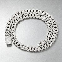 Chaîne cubaine en moissanite VVS de 10 mm en gros, entièrement sertie, en argent 925, bijoux hip-hop, passe le testeur de diamant pour collier