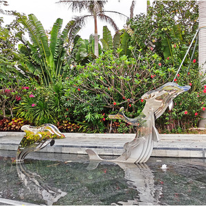 Escultura de Delfín de Acero Inoxidable, Decoración de Jardín para Exteriores, Forma de Animal Moderna, Acabado Pulido, Arte de Paisajismo Independiente - Product Image 2