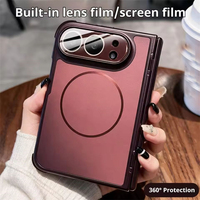 Étui magnétique de luxe AG effet mat pour iPhone Duo Fold avec protection de la charnière et films de protection d'objectif, coque rigide antichoc