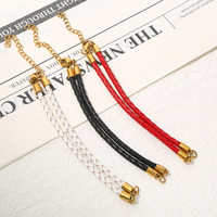 Accessoires de bricolage : cordon en cuir tressé tricolore, embouts de perles, fermoir à homard réglable, chaîne d'extension, bracelet semi-fini