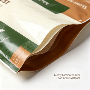 Sachet Doypack Personnalisé OEM, MOQ 500, Qualité Alimentaire, avec Fenêtre Transparente Brillante, pour Fruits Secs, Noix, Mélange de Grains, Snacks Agricoles, Vente au Détail - Product Image 3