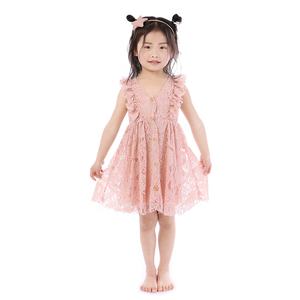 Commercio all'ingrosso Boutique di Estate Dei Bambini Del <span class=keywords><strong>Vestito</strong></span> Del Bambino Vestiti Delle Ragazze Senza Maniche Con Scollo A V Rosa Abito di Pizzo <span class=keywords><strong>per</strong></span> L'estate - Product Image 2