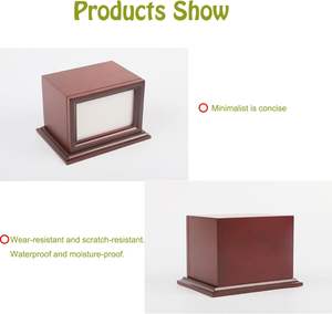Urne commémorative en bois pour animaux de compagnie avec boîte photo pour cendres de chien ou de chat, cadeau de commémoration de perte, logo personnalisé - Product Image 4