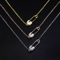 Nouveau Collier Chaîne Tendance pour Femme, Pendentif Zircon Creux en Cuivre, Style Sportif Bambou, Design Personnalisé avec Broche