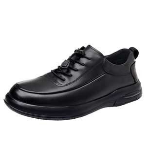Nouvelles Chaussures Formelles à Lacets pour Homme, en Cuir de Vachette Pleine Fleur, Légères, en Cuir Verni Élastique, Style Mocassins, Noires, pour le Bureau - Product Image 1