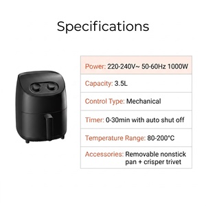 2026 Meilleure vente économique Four friteuse à air manuel compact 3,5 L, four <span class=keywords><strong>grille</strong></span>-<span class=keywords><strong>pain</strong></span> et friteuse à air - Product Image 6