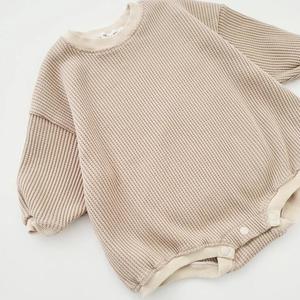 Nouvelle Combinaison Bébé Gaufre à Boutons Manches Longues Unie Décontractée Automne – Vente Flash - Product Image 5